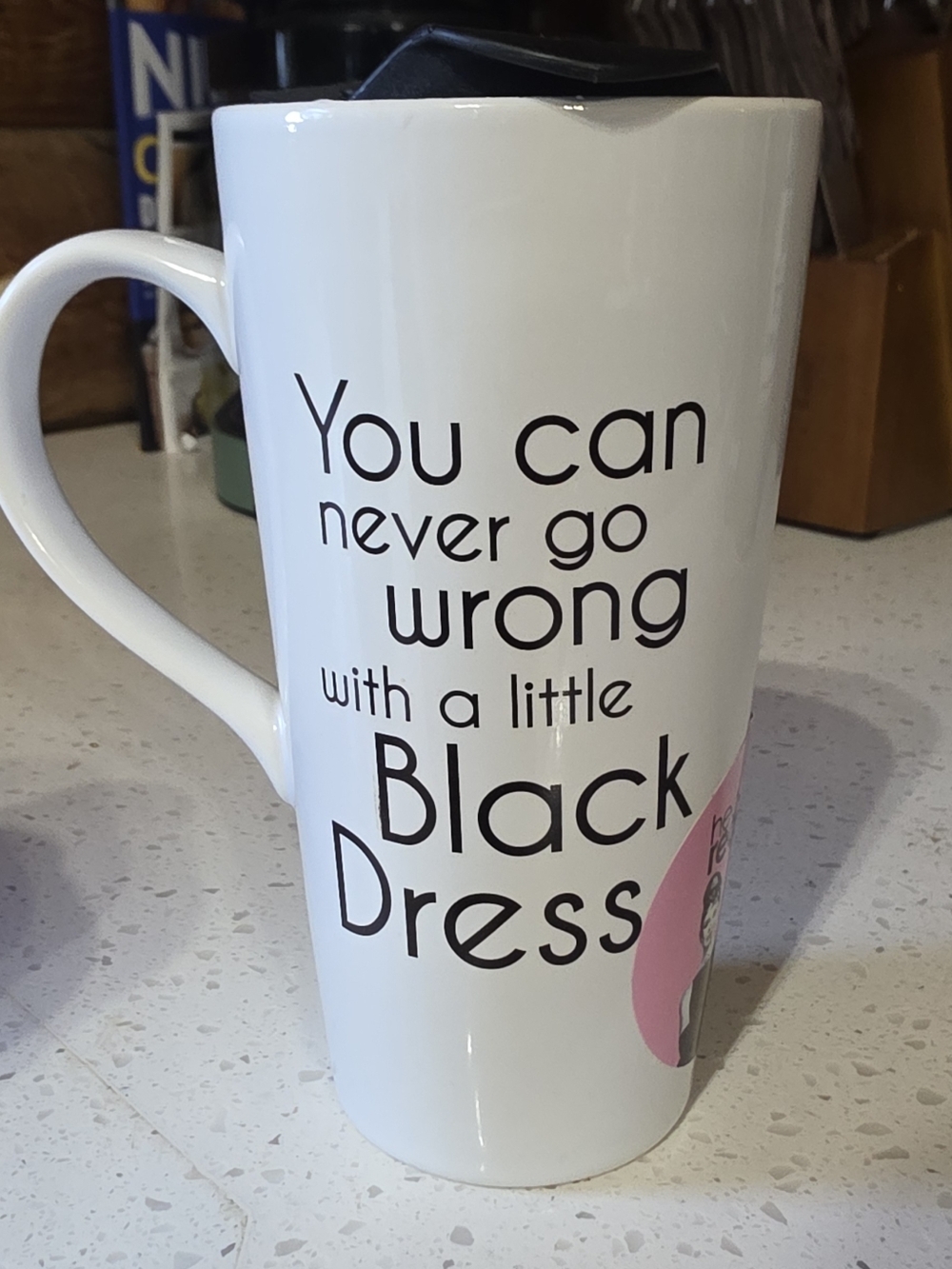 Breakfast At Tiffany's Tall Mug, Heat Activate, And Audrey's Image Appears.
